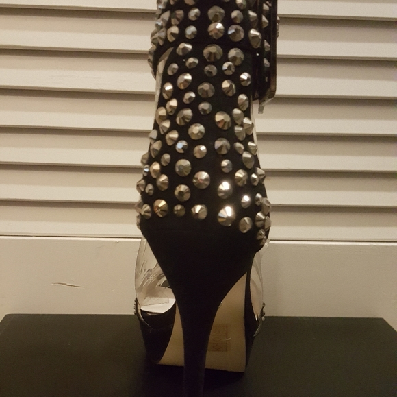 Black Suede embellished Bebe heels - Picture 2 of 5